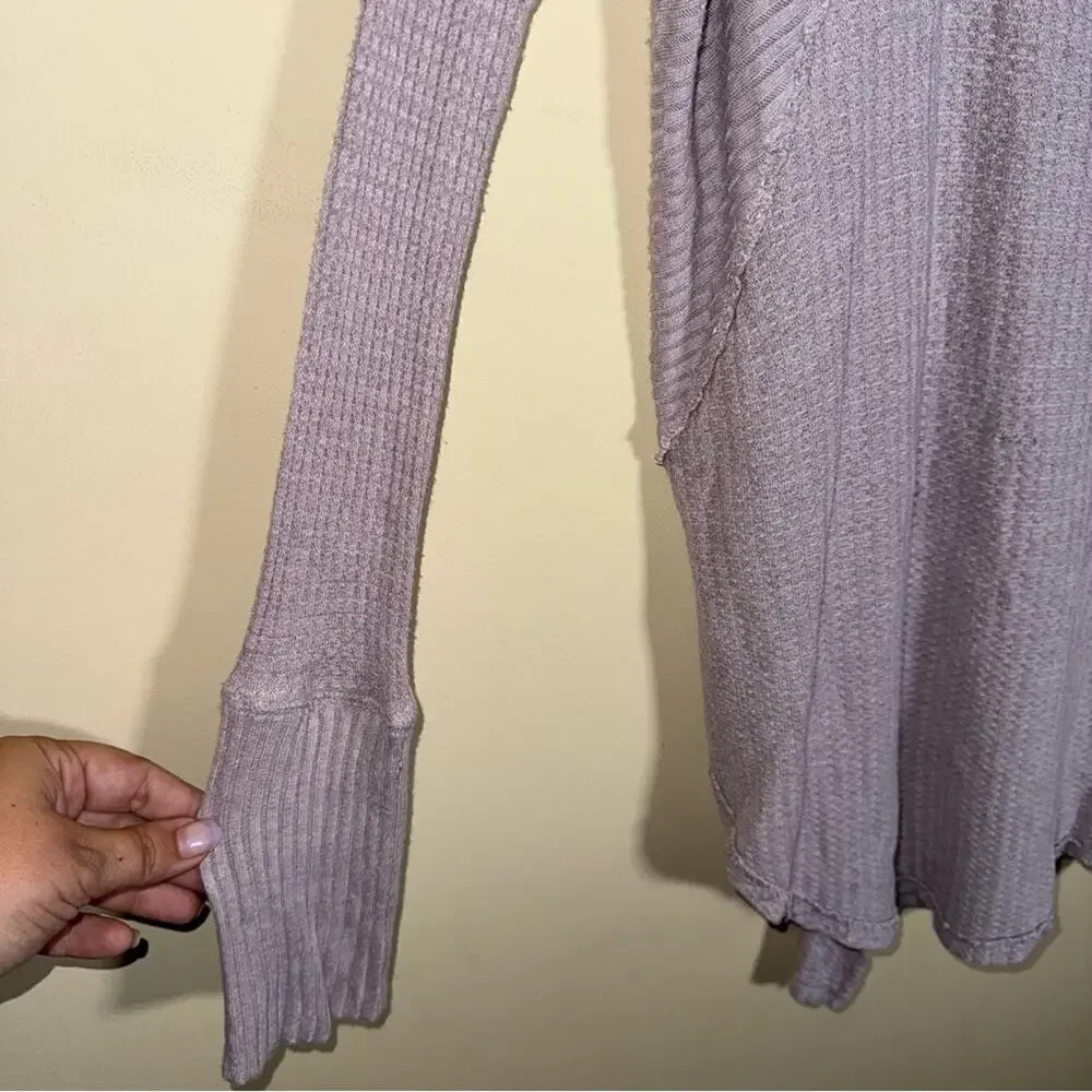 FREE PEOPLE boho waffle knit oversized lightweight shabby chic tunic top M